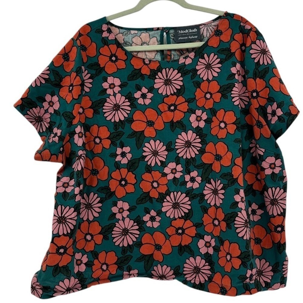 Modcloth Princess Highway Linen Floral Crop Top Size US 22 AU 26‎